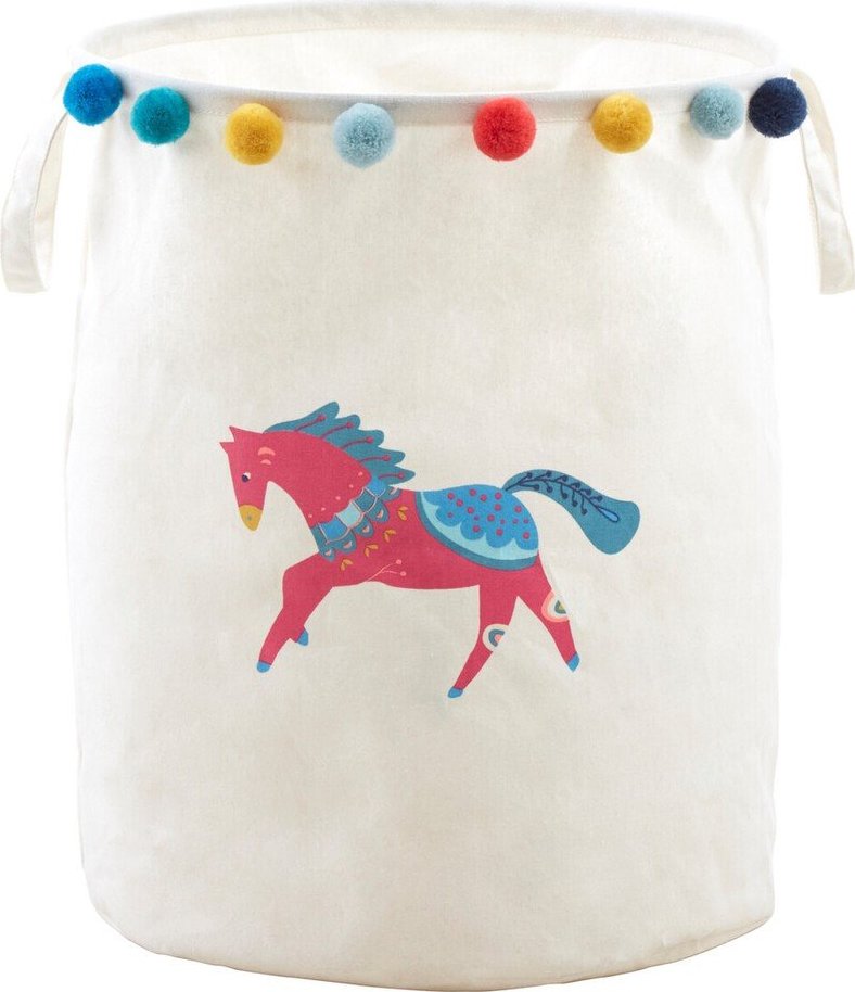Bílý látkový dětský koš na hračky ø 38x48 cm Mimo Eclectic Horse – Premier Housewares Premier Housewares