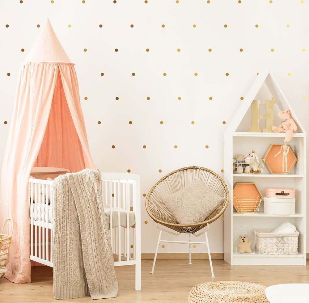 Dětské samolepky v sadě na zeď 100 ks 2x2 cm Golden Points – Ambiance Ambiance
