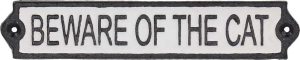 Litinov&aacute; cedule 26x5 cm Beware of the Cat &ndash; Esschert Design Esschert Design