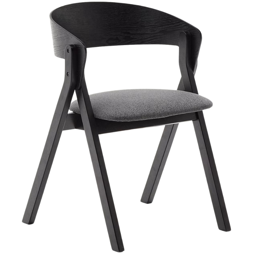 Kave Home Černá dřevěná jídelní židle Godia s látkovým sedákem Kave Home
