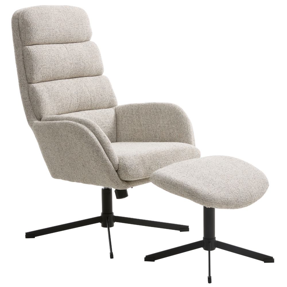 Unique Furniture Krémové bouclé otočné křeslo Sifton s podnožkou Unique Furniture