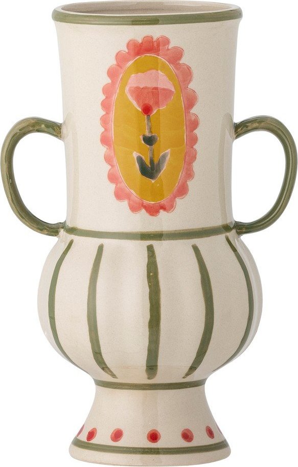 Béžová ručně malovaná váza z kameniny (výška 21 cm) Odina – Bloomingville Bloomingville