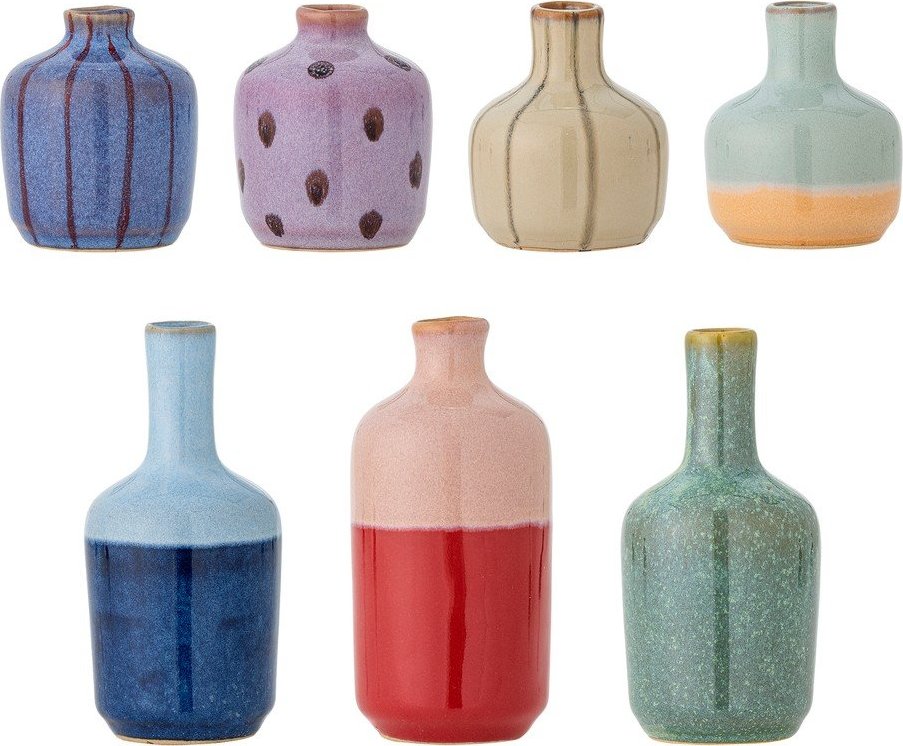 Ručně malované vázy v sadě 7 ks z kameniny (výška 14 cm) Maien – Bloomingville Bloomingville
