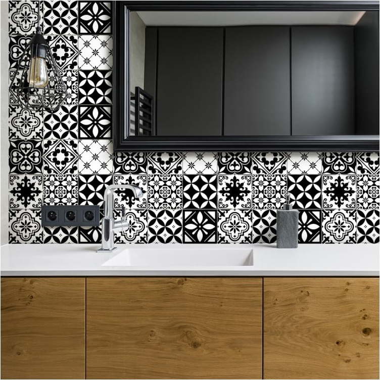Sada 30 nástěnných samolepek Ambiance Decal Tiles Azulejos Rosario
