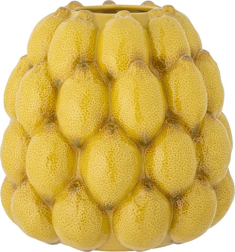 Žlutá ručně malovaná váza z kameniny (výška 22 cm) Limone – Bloomingville Bloomingville