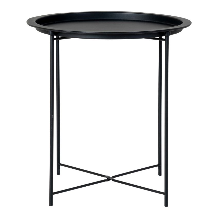 Nordic Living Černý kulatý kovový odkládací stolek Ronan 47 cm Nordic Living