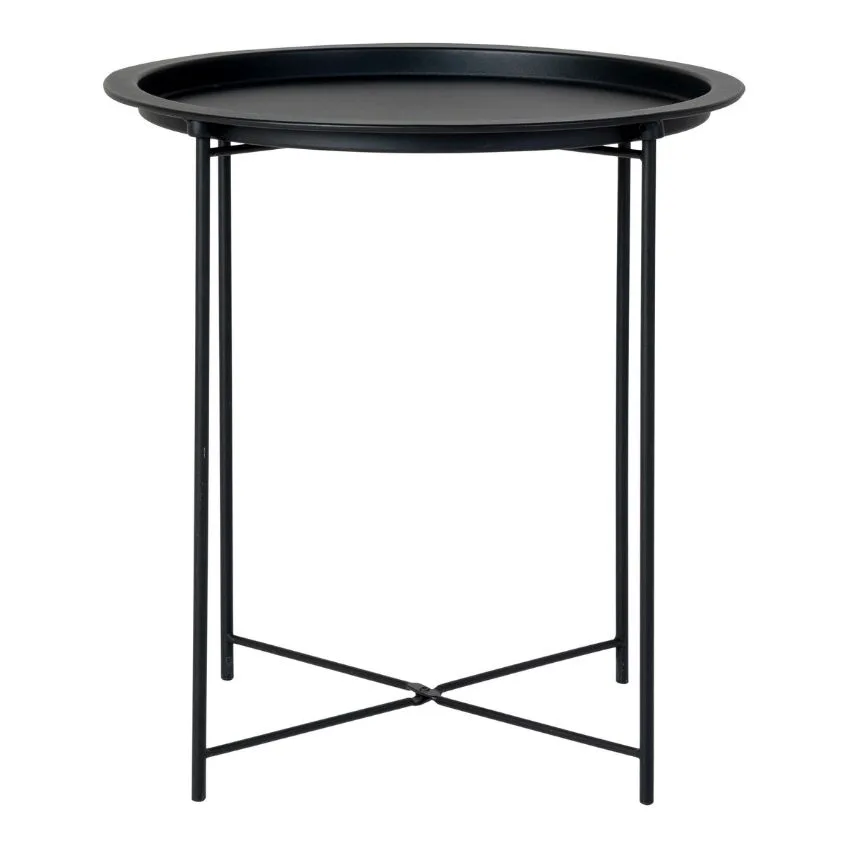 Nordic Living Černý kulatý kovový odkládací stolek Ronan 47 cm