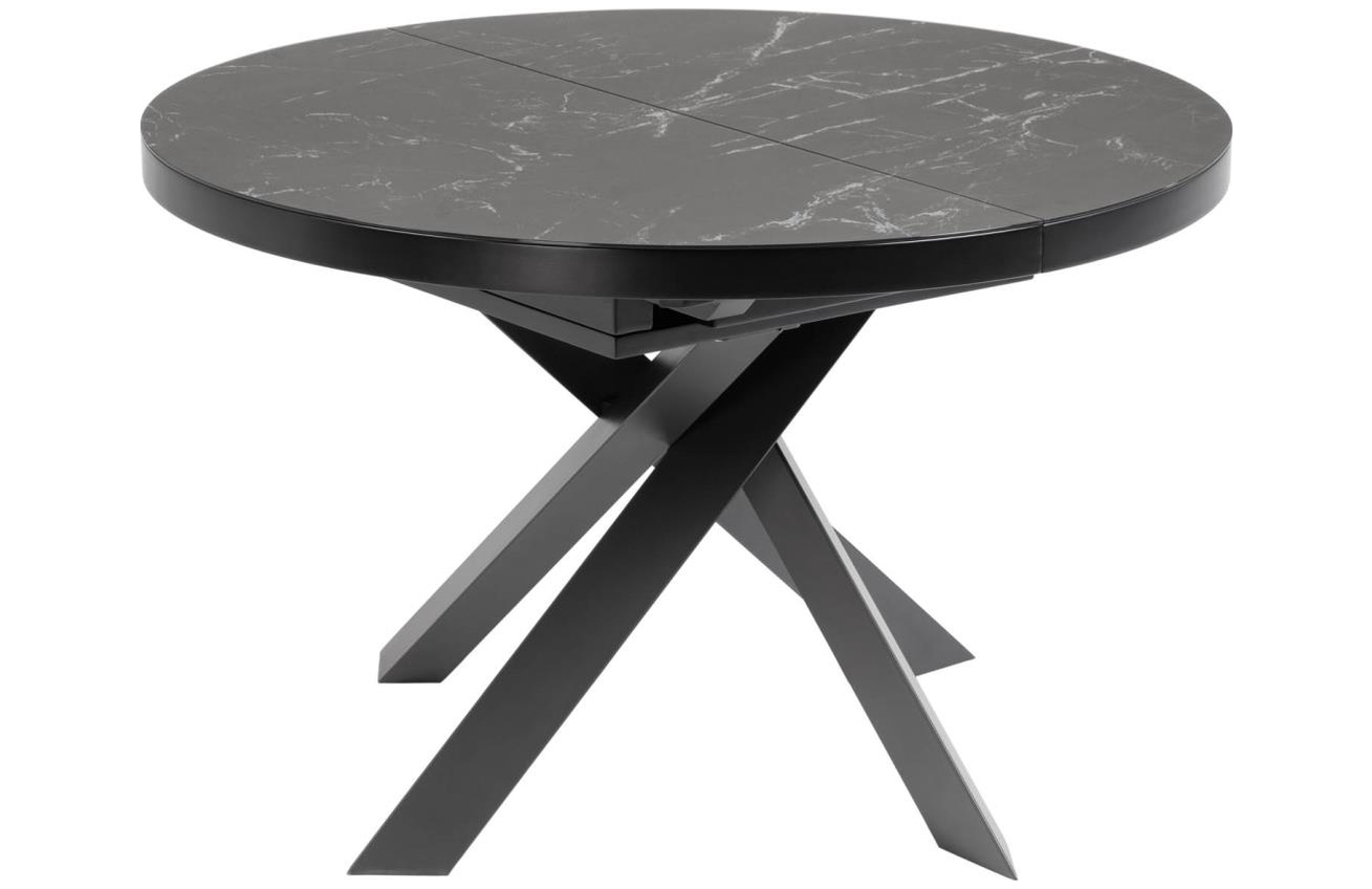 Kave Home Černý mramorový rozkládací jídelní stůl Vashti 120/160 x 120 cm Kave Home