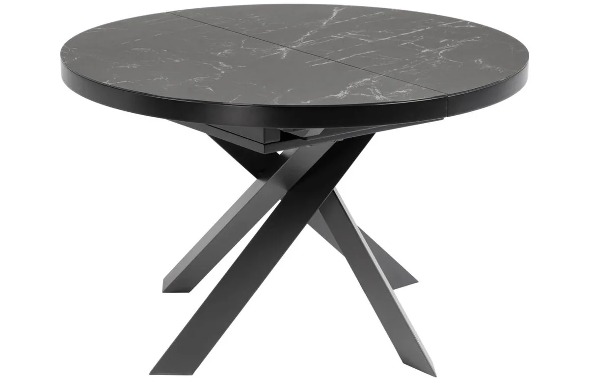 Kave Home Černý mramorový rozkládací jídelní stůl Vashti 120/160 x 120 cm
