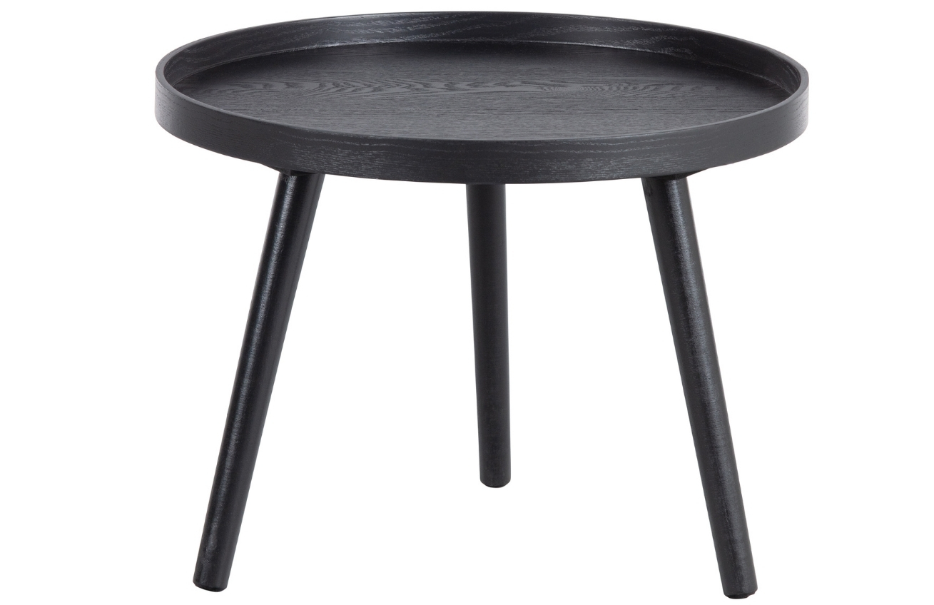 WOOOD Černý dřevěný konferenční stolek Mesa ⌀45 cm WOOOD