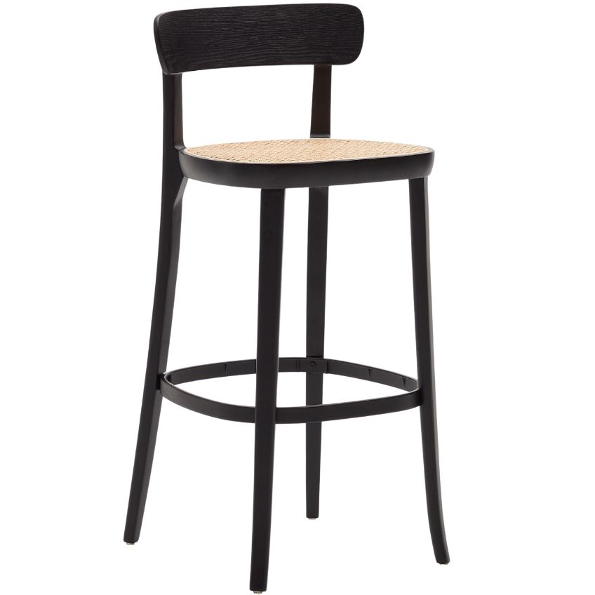 Kave Home Černá jasanová barová židle Romane 76 cm Kave Home
