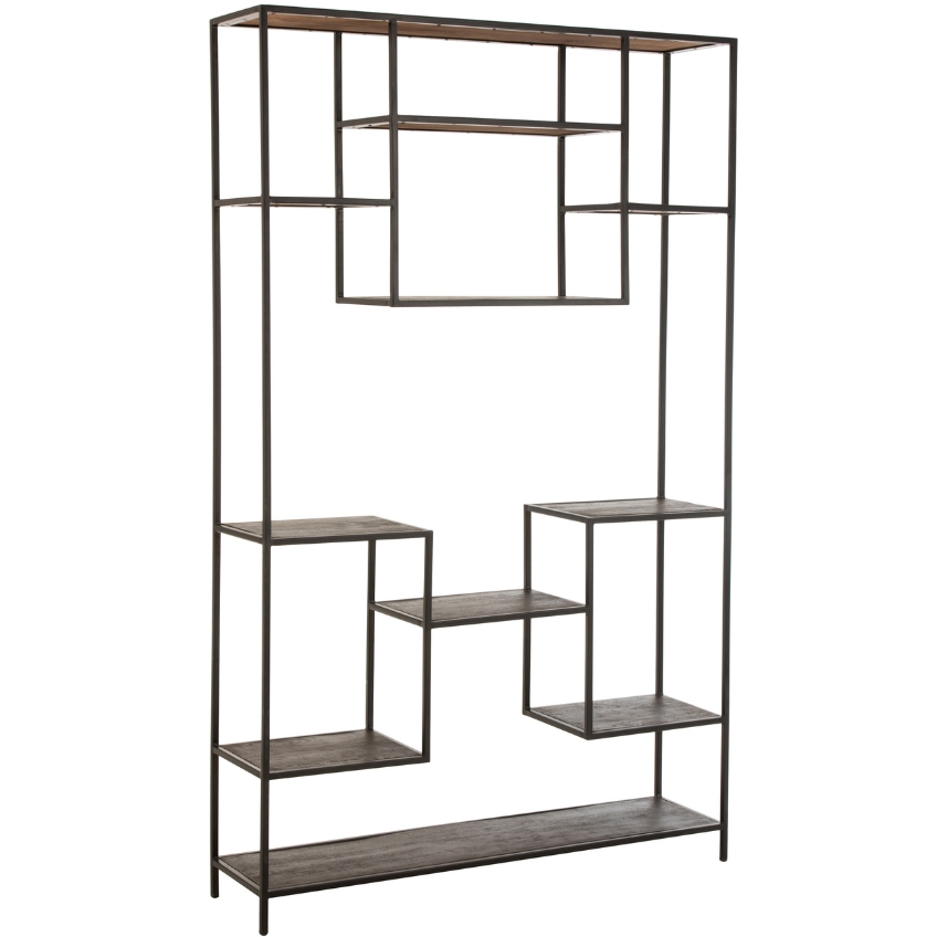 Tmavě hnědý dřevěný regál J-line Roni 196 x 120 cm J-line