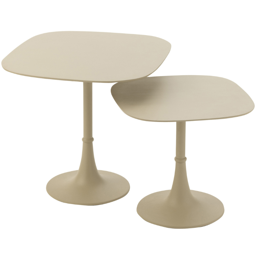 Set dvou béžových kovových odkládacích stolků J-line Iwore 41/50 cm J-line