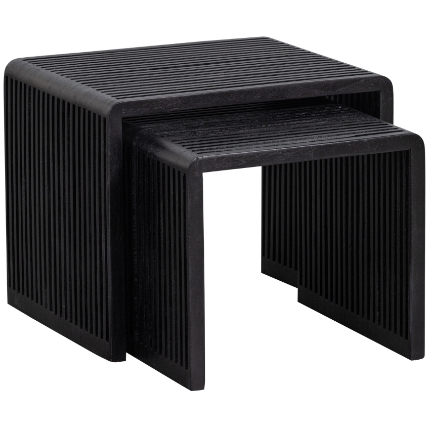 WOOOD Set dvou černých dřevěných odkládacích stolků Alli 50x44/40x38 cm WOOOD