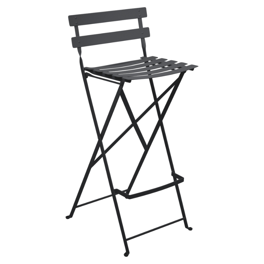 Antracitová kovová skládací barová židle Fermob Bistro 74 cm Fermob