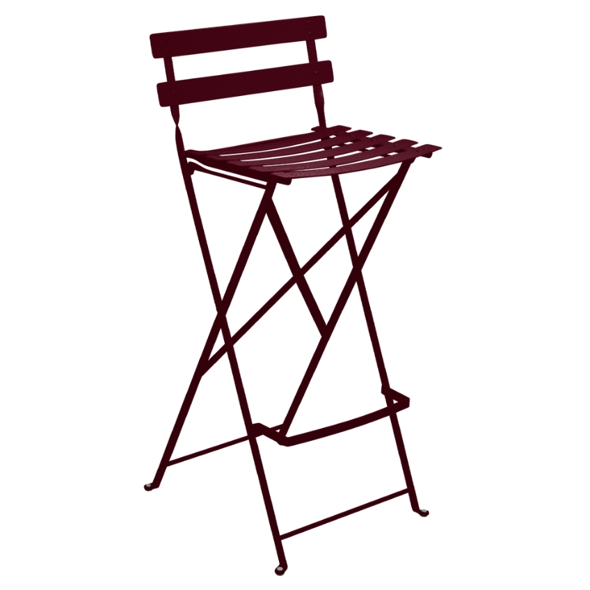 Třešňově červená kovová skládací barová židle Fermob Bistro 74 cm Fermob