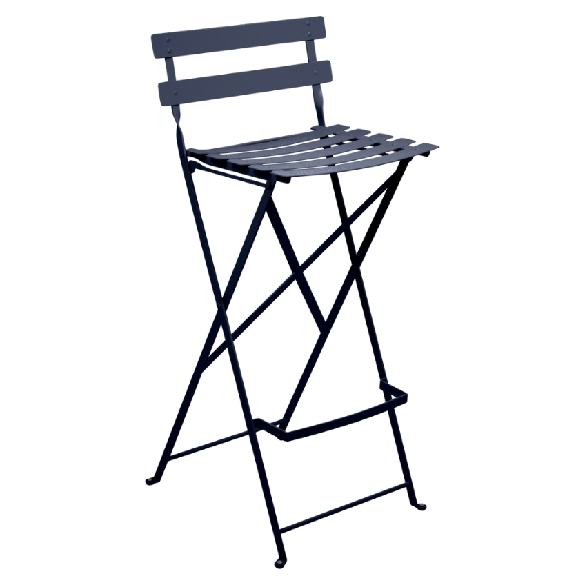 Tmavě modrá kovová skládací barová židle Fermob Bistro 74 cm Fermob