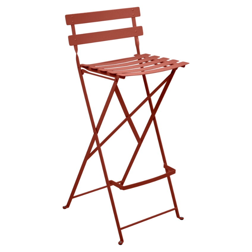 Zemitě červená kovová skládací barová židle Fermob Bistro 74 cm Fermob