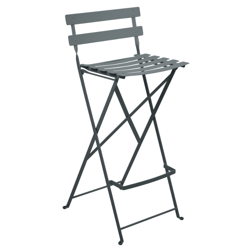 Šedá kovová skládací barová židle Fermob Bistro 74 cm Fermob