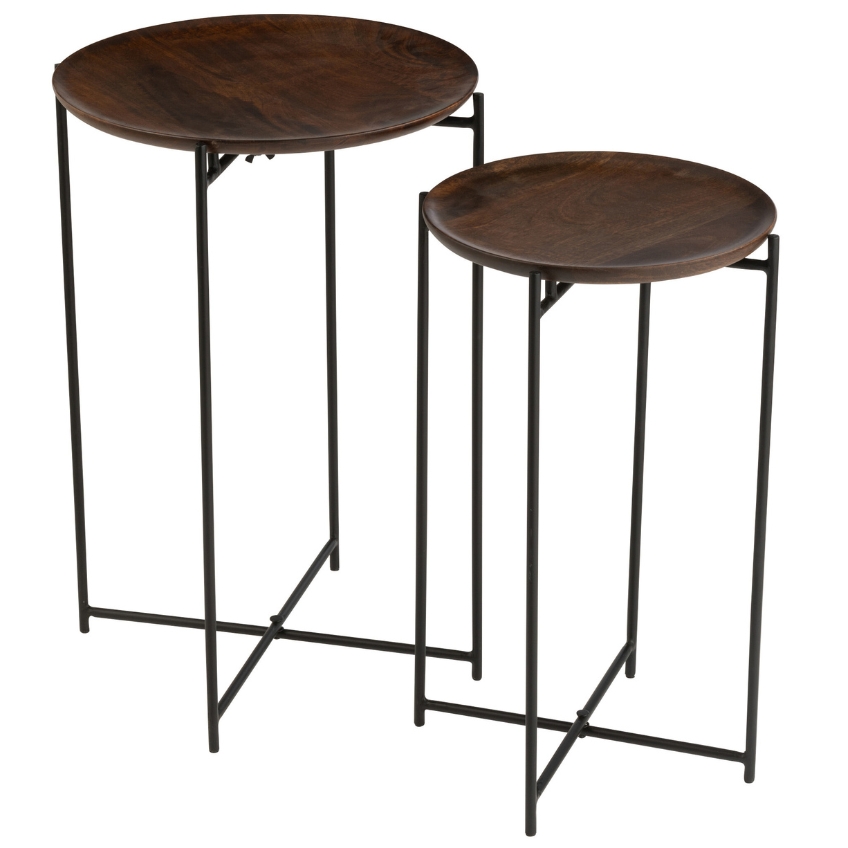 Set dvou dřevěných odkládacích stolků J-line Sphere 32/39 cm J-line
