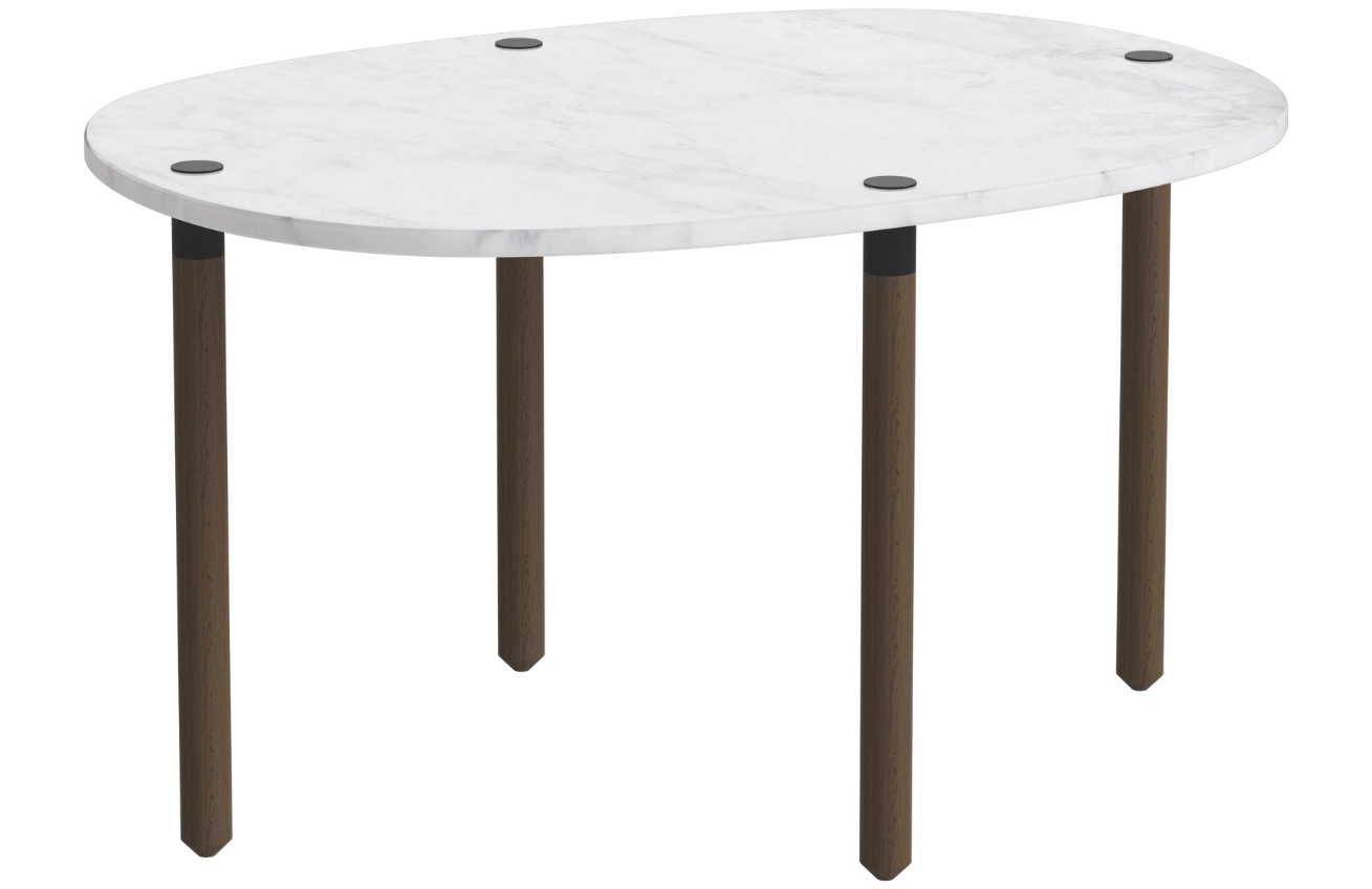 Bolia Šedobílý mramorový konferenční stolek Tuk 72 x 52 cm s tmavou dubovou podnoží Bolia
