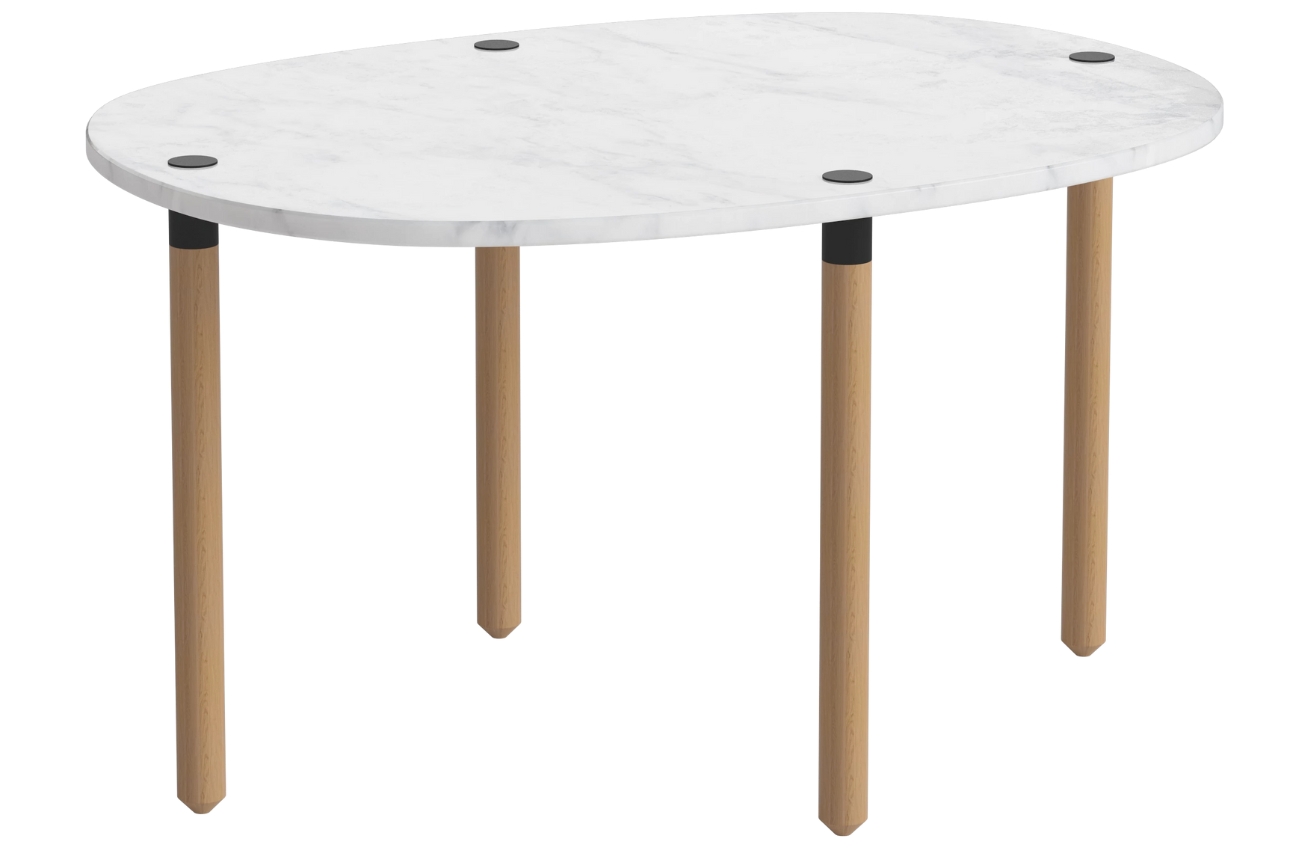 Bolia Šedobílý mramorový konferenční stolek Tuk 72 x 52 cm s dubovou podnoží Bolia