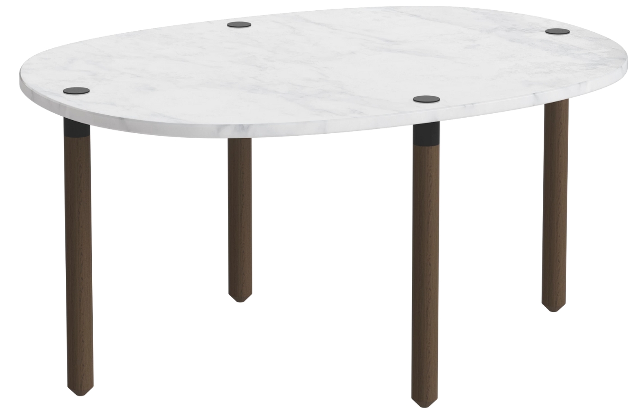 Bolia Šedobílý mramorový nízký konferenční stolek Tuk 72 x 52 cm s tmavou dubovou podnoží Bolia