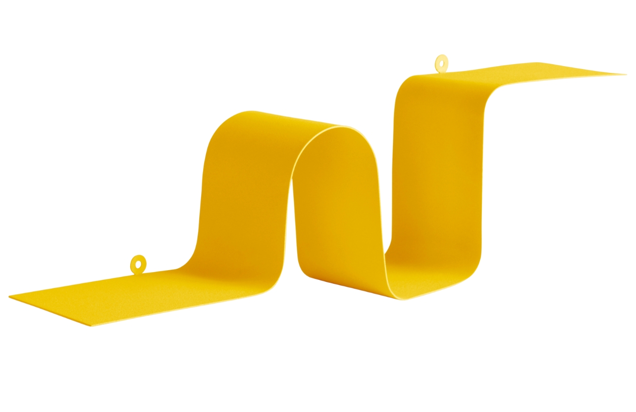 Jotex Žlutá kovová nástěnná police CATERPILLAR 19 x 64 cm Jotex