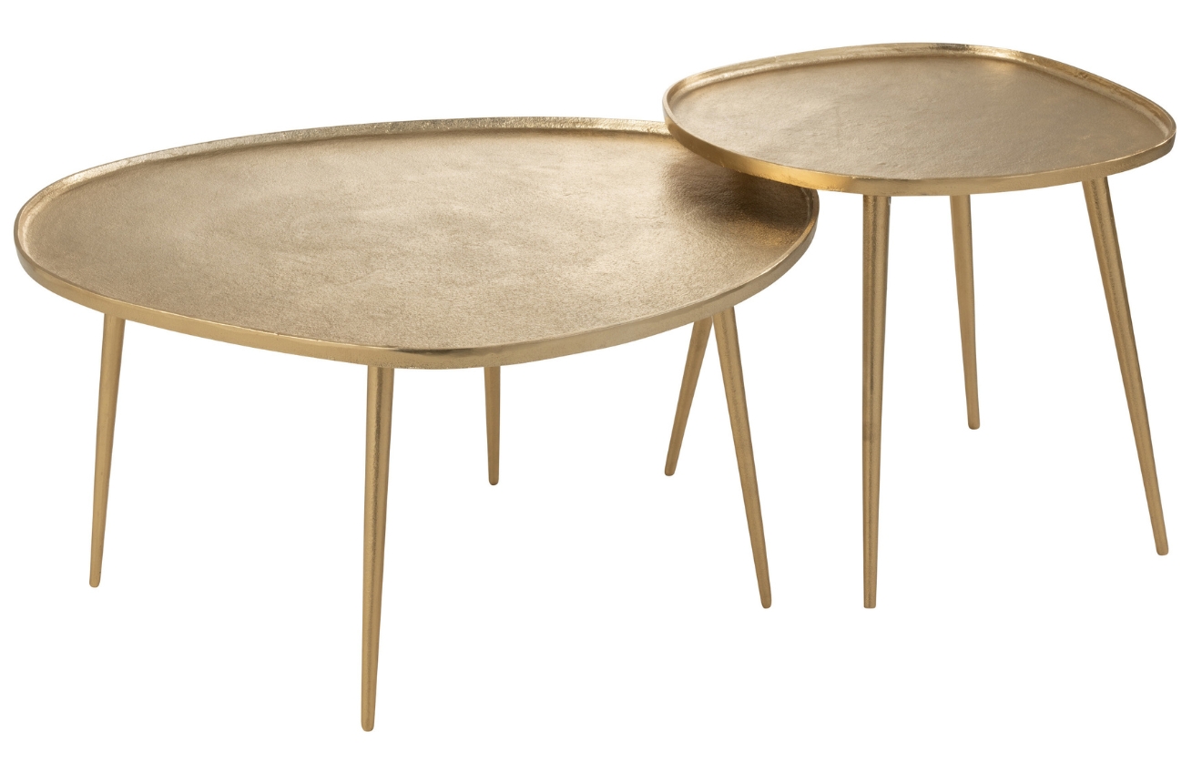J-line Set dvou zlatých odkládacích stolků Vinta 73 x 63/43 cm J-line