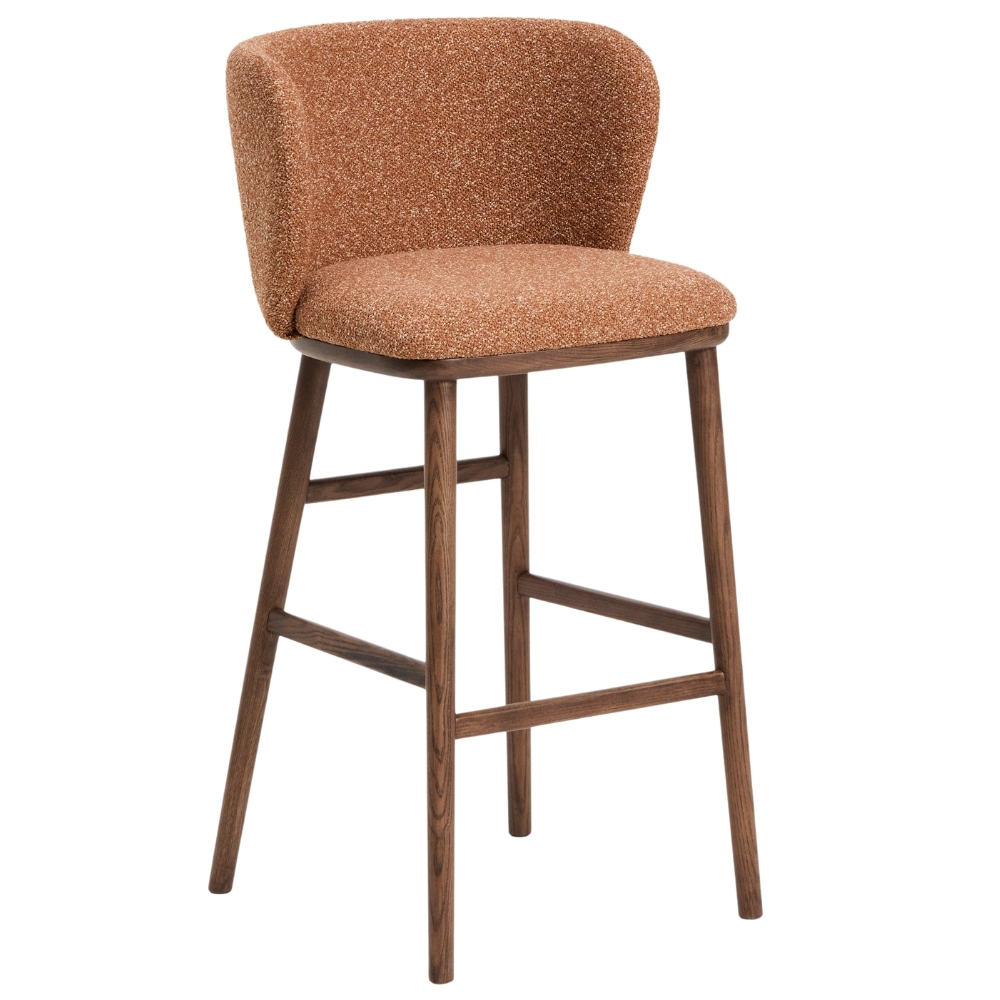 Kave Home Terakotová barová židle Ciselia 76 cm s ořechovou podnoží Kave Home
