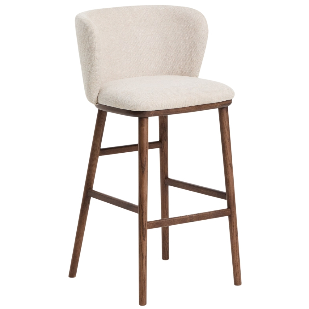 Kave Home Béžová barová židle Ciselia 76 cm s ořechovou podnoží Kave Home