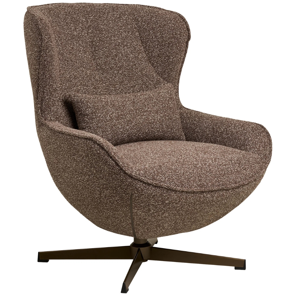 Nordic Living Hnědé čalouněné otočné lounge křeslo Glen Nordic Living