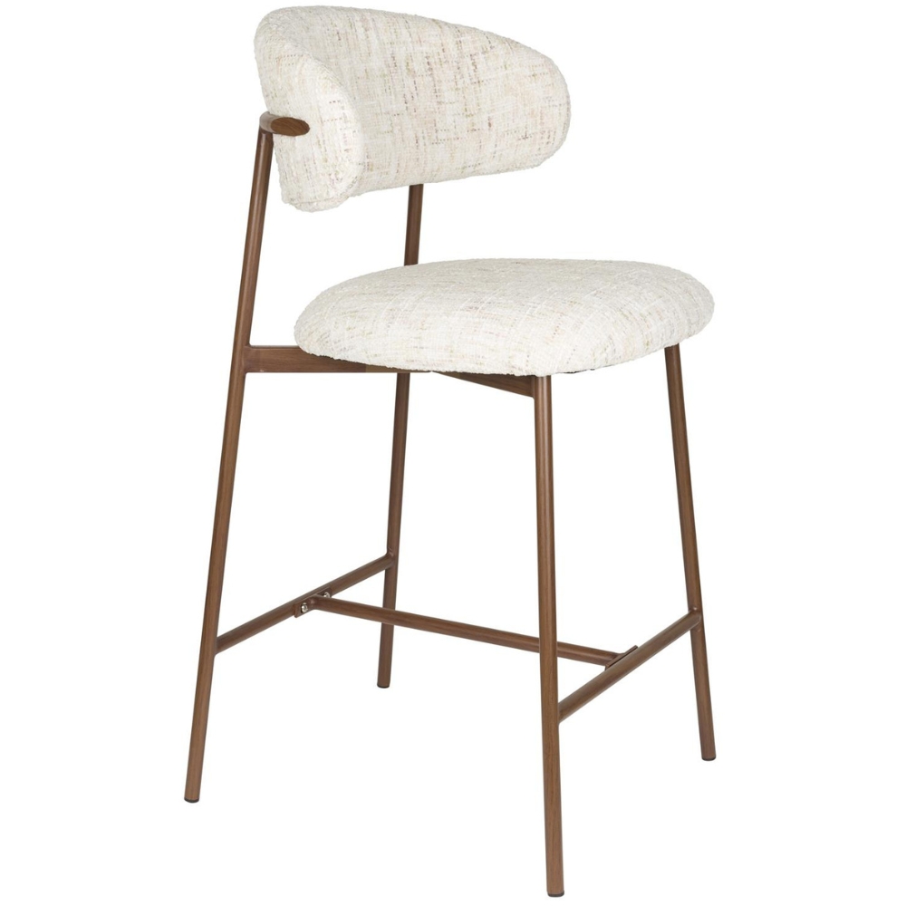 White Label Bílá čalouněná barová židle CLAES 65 cm White Label