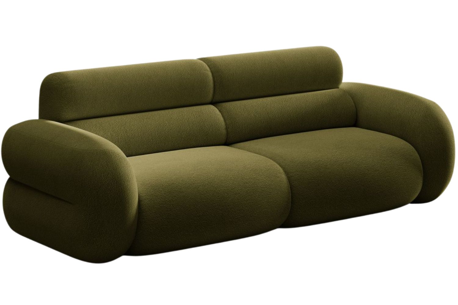 Micadoni Zelená bouclé trojmístná pohovka Neo 220 cm Micadoni