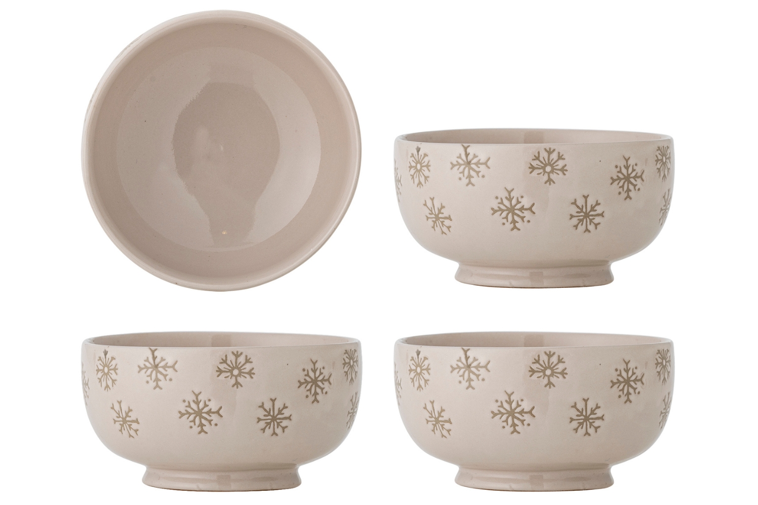 Bloomingville Set čtyř béžových kameninových misek Snowie 584 ml Bloomingville
