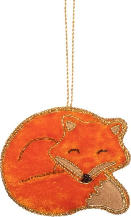 Textilní ručně vyrobená vánoční ozdoba 7 cm Sleeping Fox – Sass & Belle Sass & Belle