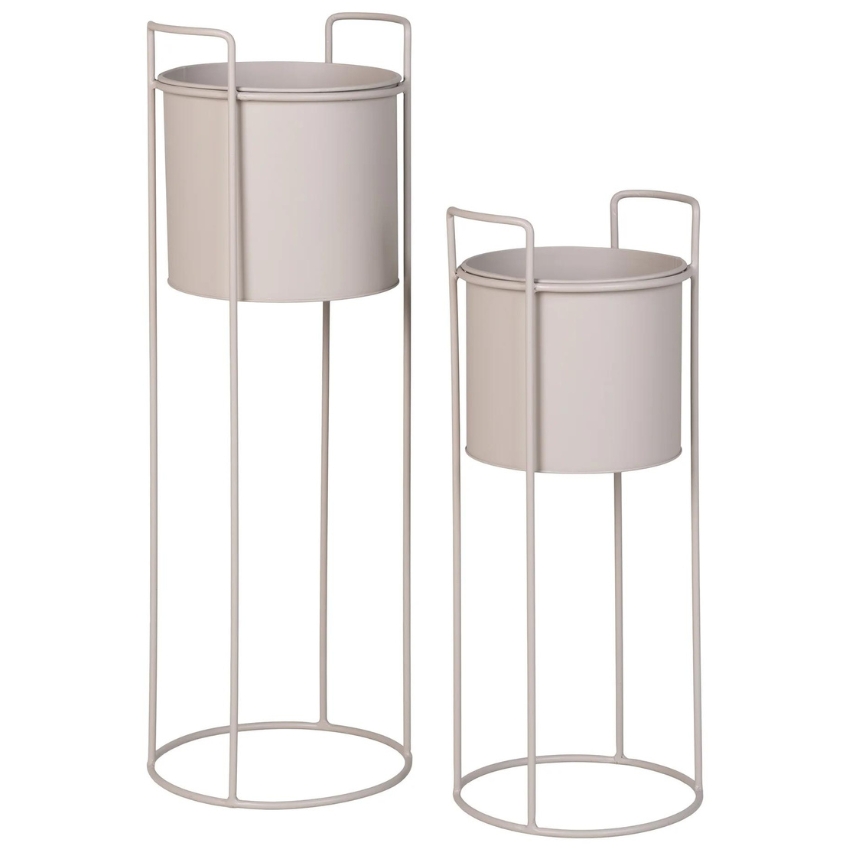 Nordic Living Set dvou béžových kovových květináčů Rabano 18/22 cm Nordic Living