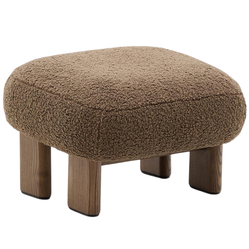 Kave Home Hnědá bouclé podnožka Nema 67 x 57 cm Kave Home