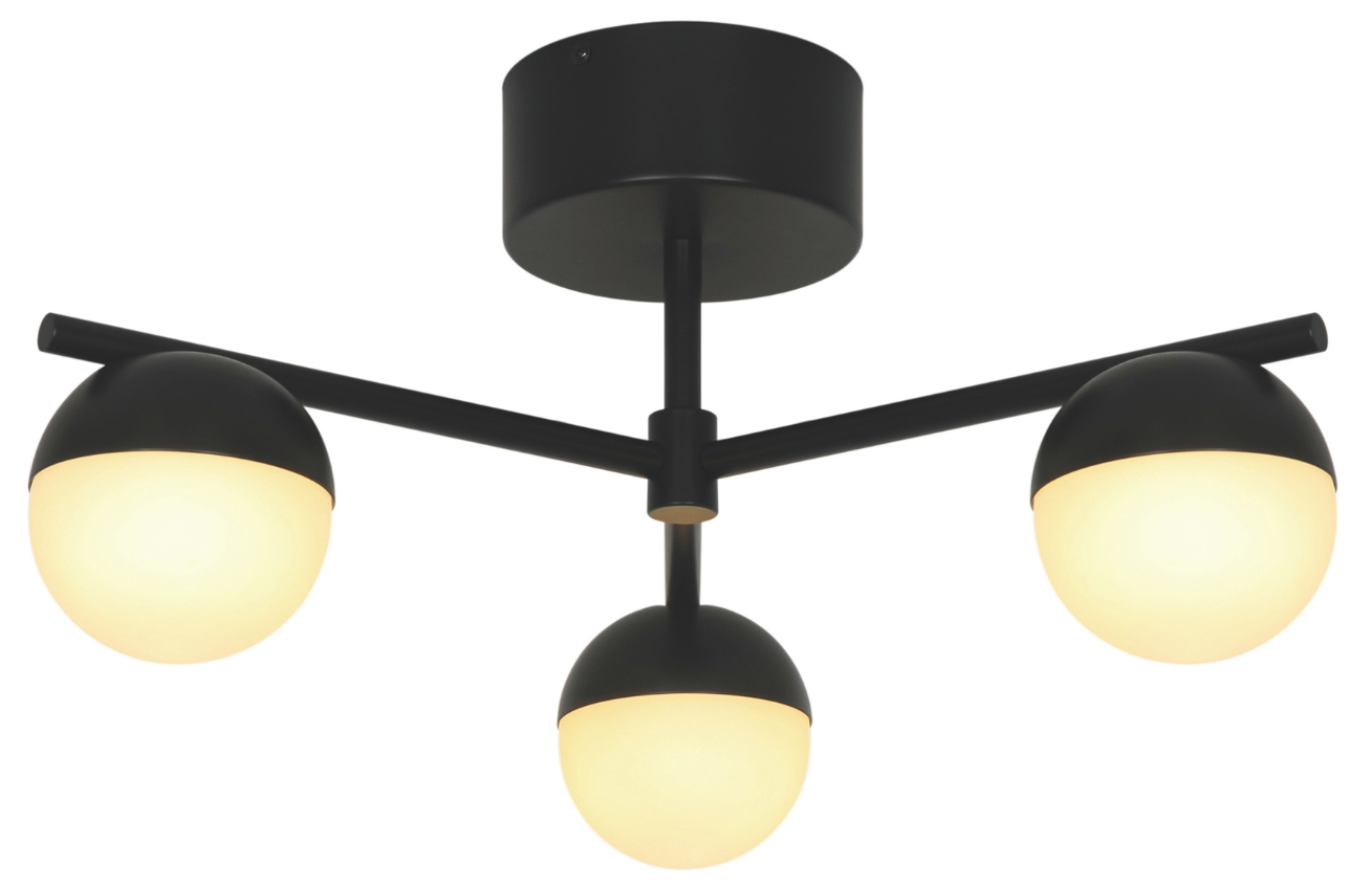 Nordlux Opálově bílé skleněné stropní světlo Contina s černou základnou 49 cm Nordlux
