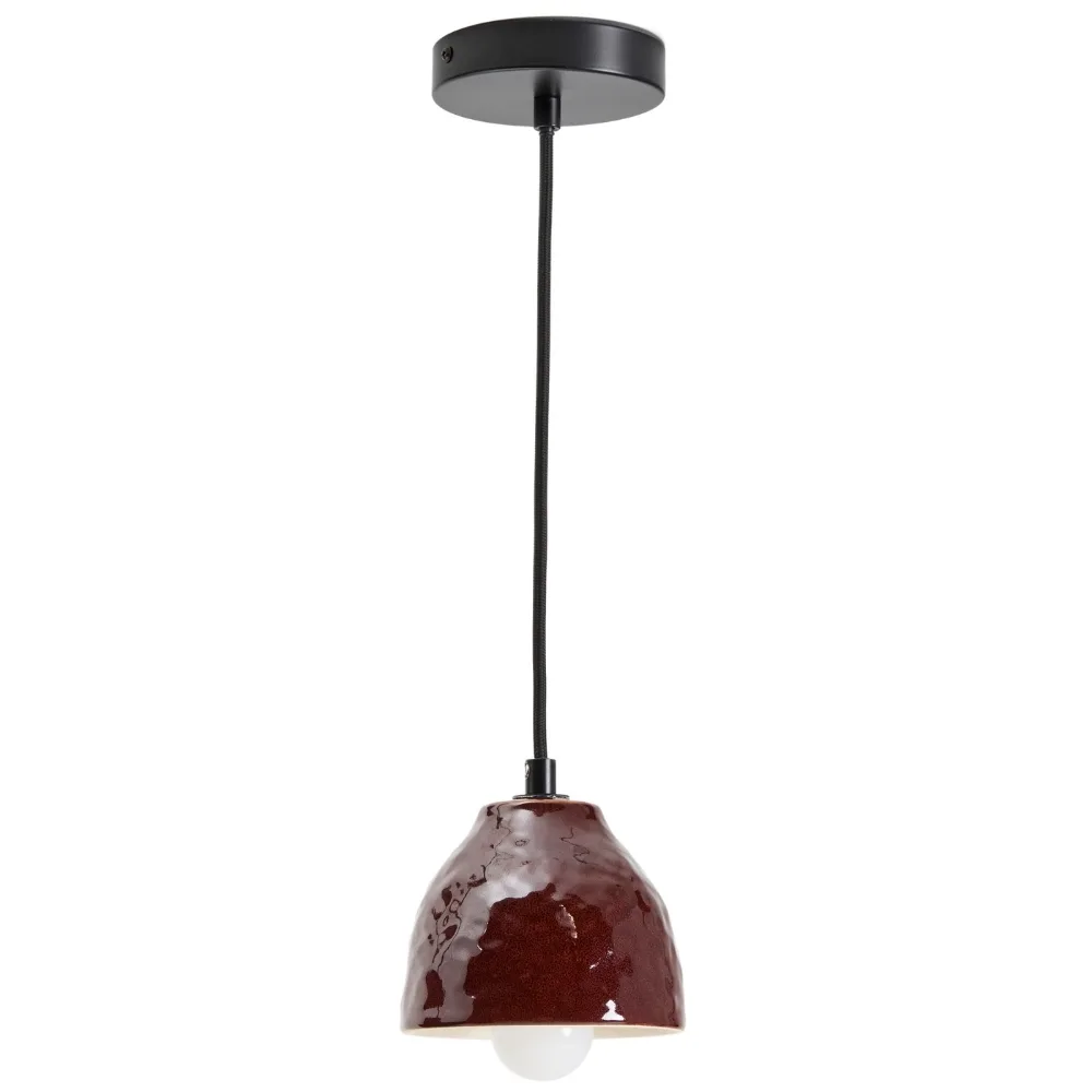 Kave Home Vínově červené závěsné keramické světlo Drava Ø 13 cm