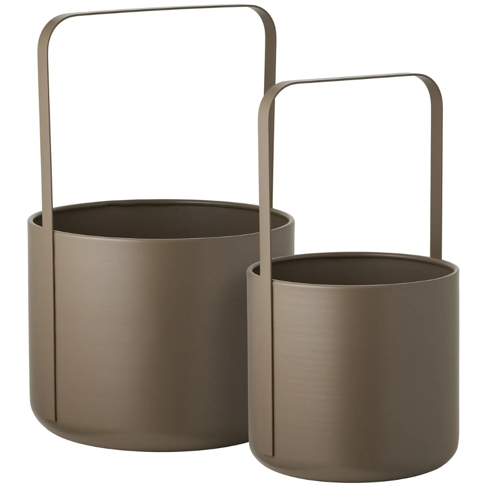 Nordic Living Set dvou hnědých kovových květináčů Zyra Ø 19/25 cm Nordic Living