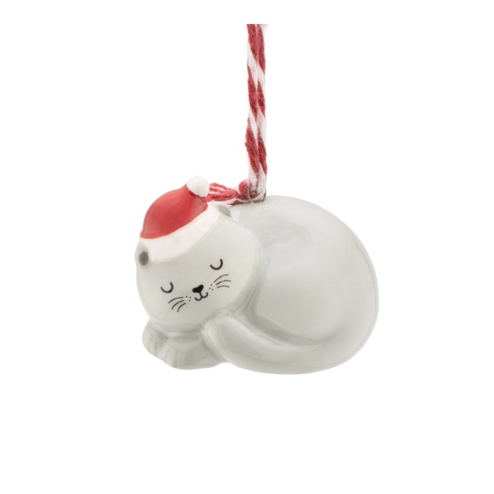 Keramická vánoční ozdoba 4 cm Sleeping Cat – Sass & Belle Sass & Belle