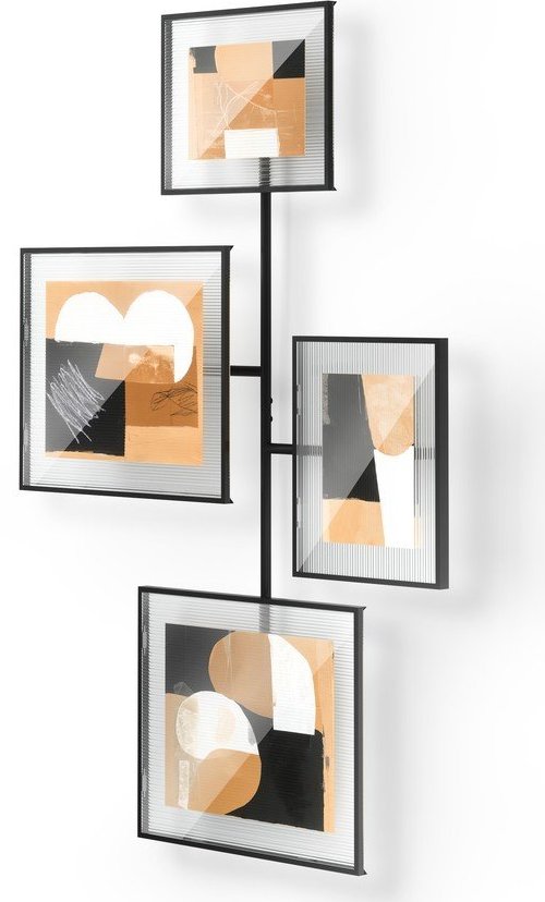 Leskle černý kovový/skleněný rámeček na zeď 57x99 cm Flute – Umbra Umbra