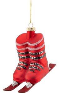 Skleněn&aacute; v&aacute;nočn&iacute; ozdoba 21 cm Ski Boots &ndash; Sass & Belle Sass & Belle