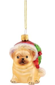 Skleněn&aacute; v&aacute;nočn&iacute; ozdoba 6 cm Festive Pug &ndash; Sass & Belle Sass & Belle