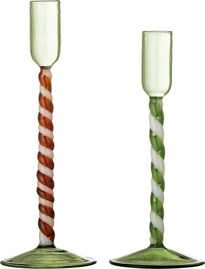 Skleněné svícny v sadě 2 ks Swirlie – Bloomingville Bloomingville