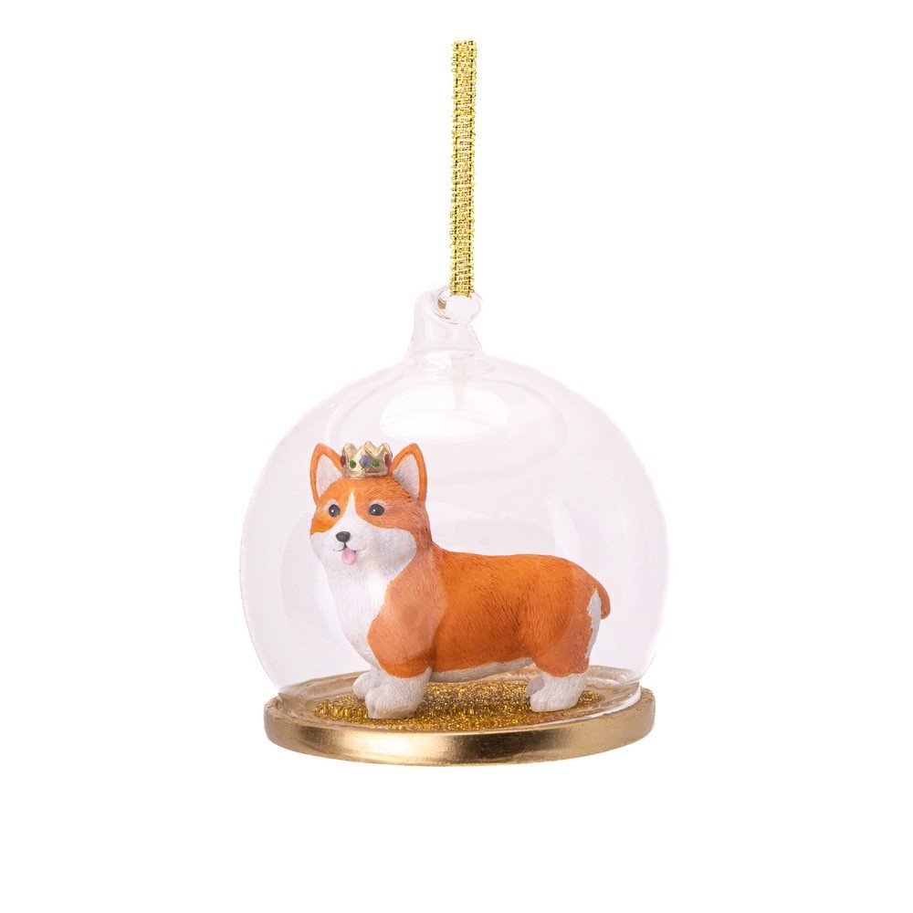 Vánoční ozdoba z polyresinu 7 cm Corgi with Crown – Sass & Belle Sass & Belle