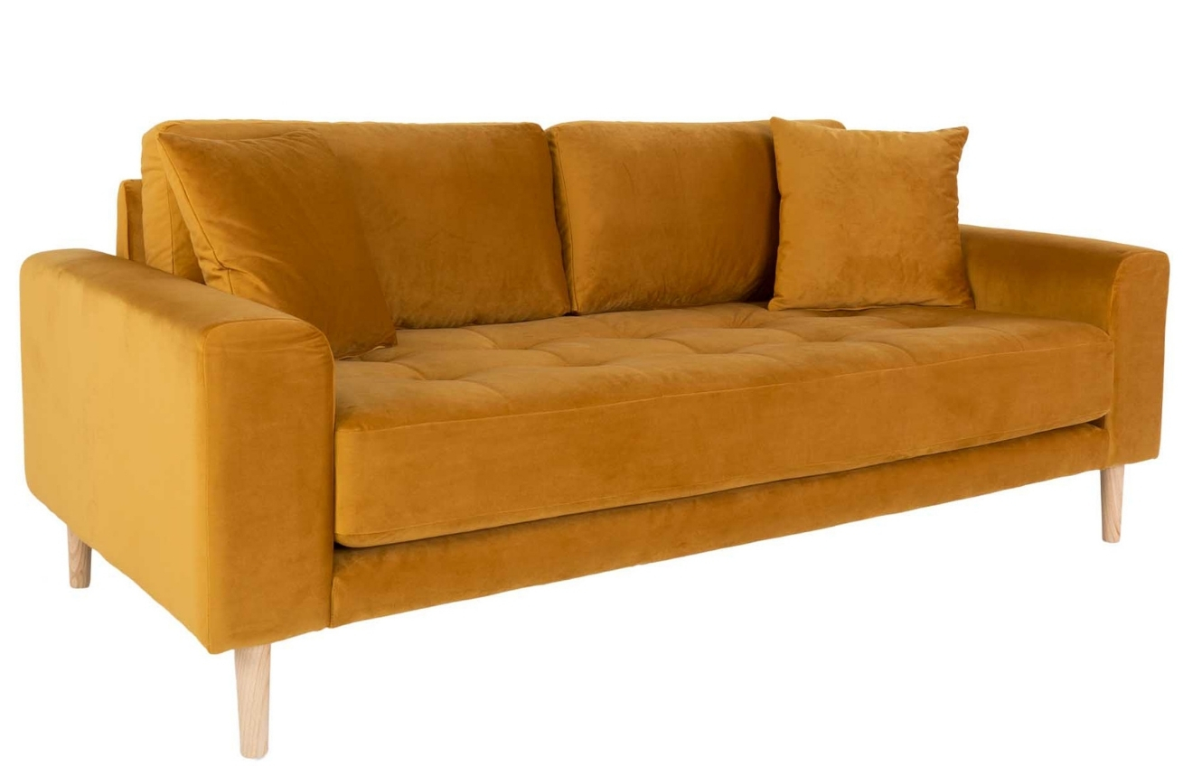 Nordic Living Žlutá sametová pohovka Limo 180 cm Nordic Living