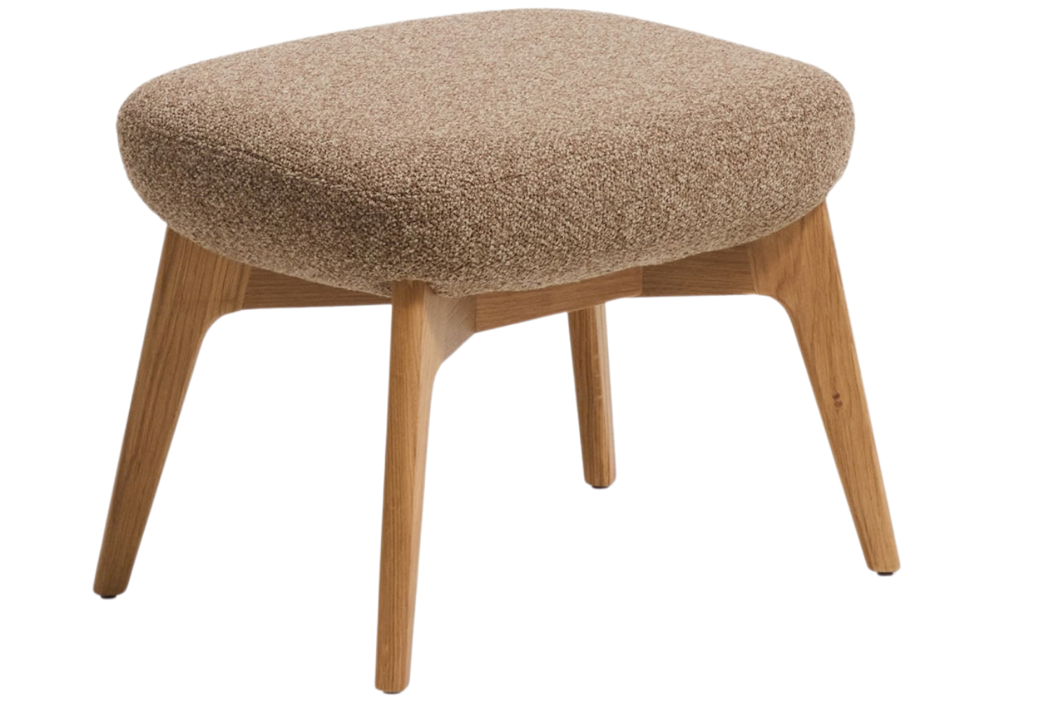 Kave Home Hnědá čalouněná podnožka Adiran 51 x 40 cm s dubovou podnoží Kave Home