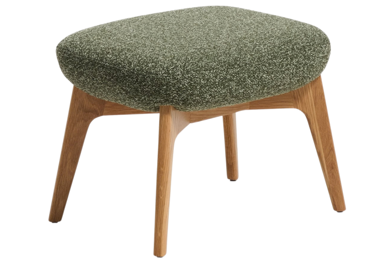 Kave Home Zelená čalouněná podnožka Adiran 51 x 40 cm s dubovou podnoží Kave Home